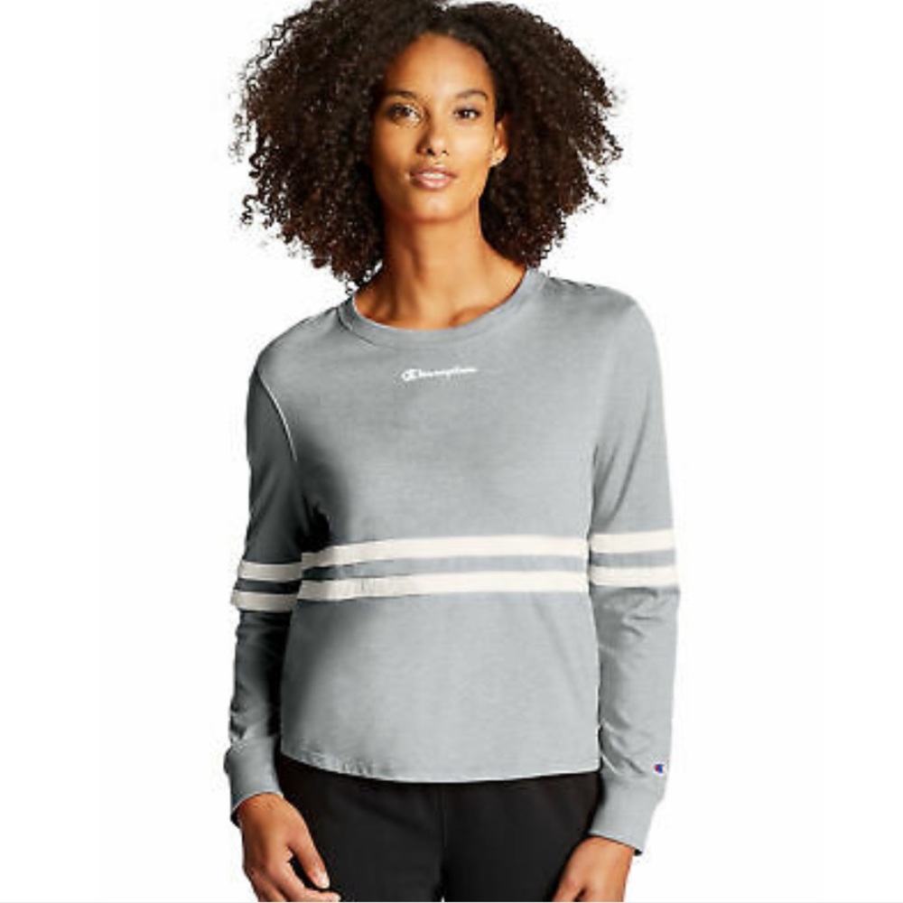 Champion Rugby Stripe L/S Tee {Nvy/Wht} S - Picture 2 of 10